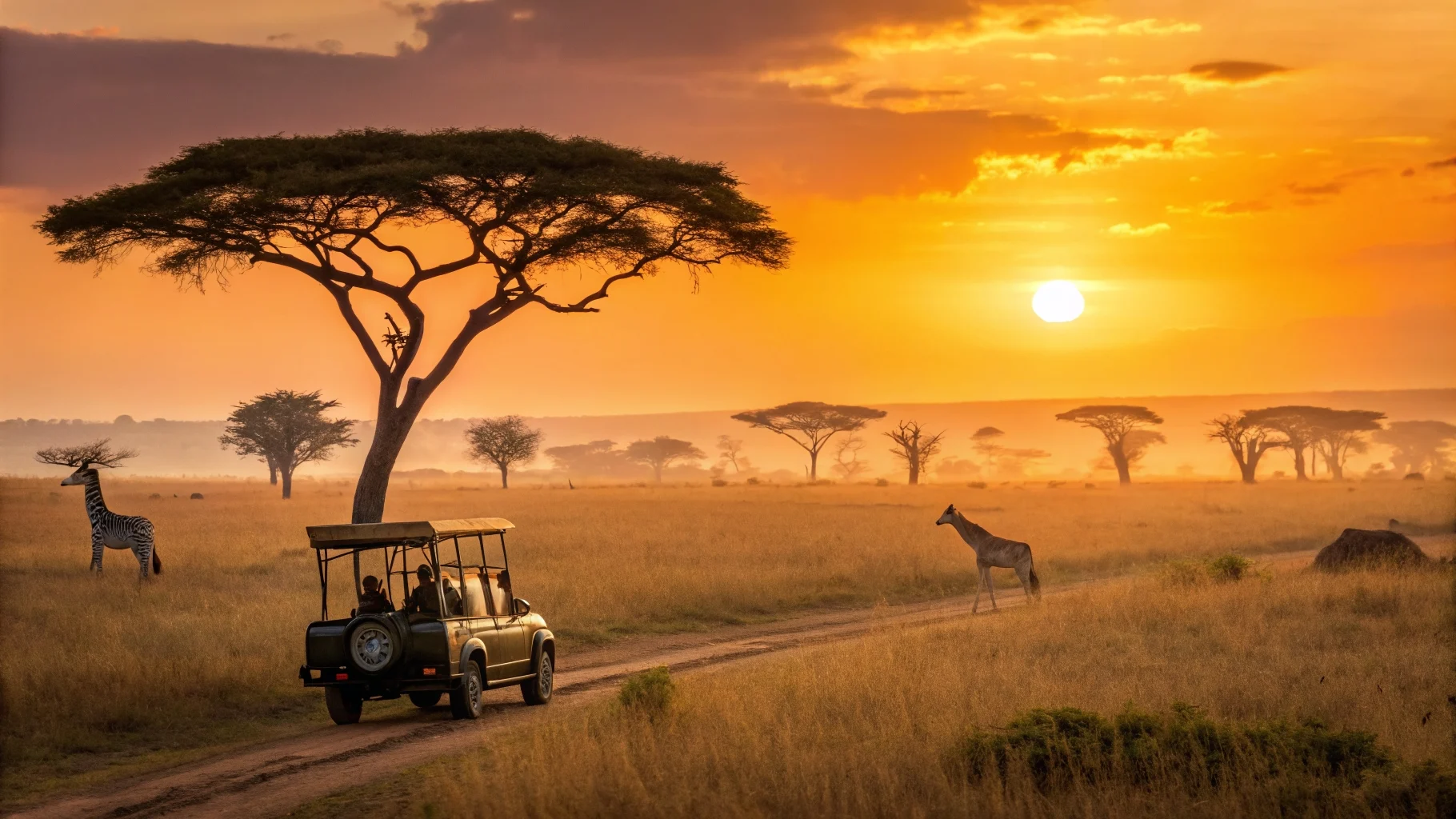 African sunset safari