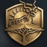 Metallic golden emblem depicting a stylized antelope or gazelle silhouette.